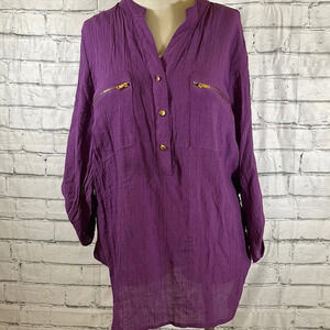 Women’s purple Unique Spectrum long tunic top 2X